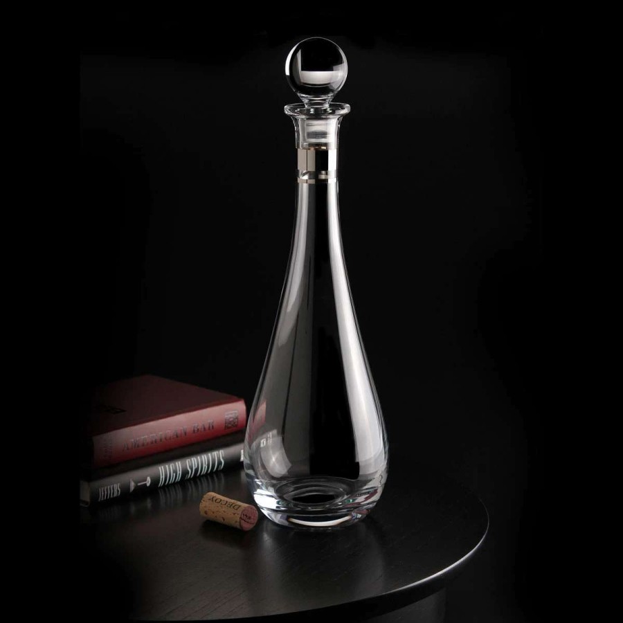 Barware * | Waterford Crystal, Elegance Tall Crystal Decanter With Round Stopper, Platinum Band