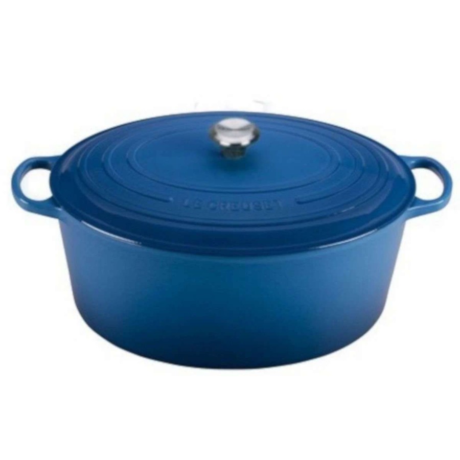 Dutch Ovens & Braisers * | Le Creuset 15.5 Qt. Oval Signature Dutch Oven With Stainless Steel Knob | Marseille Blue