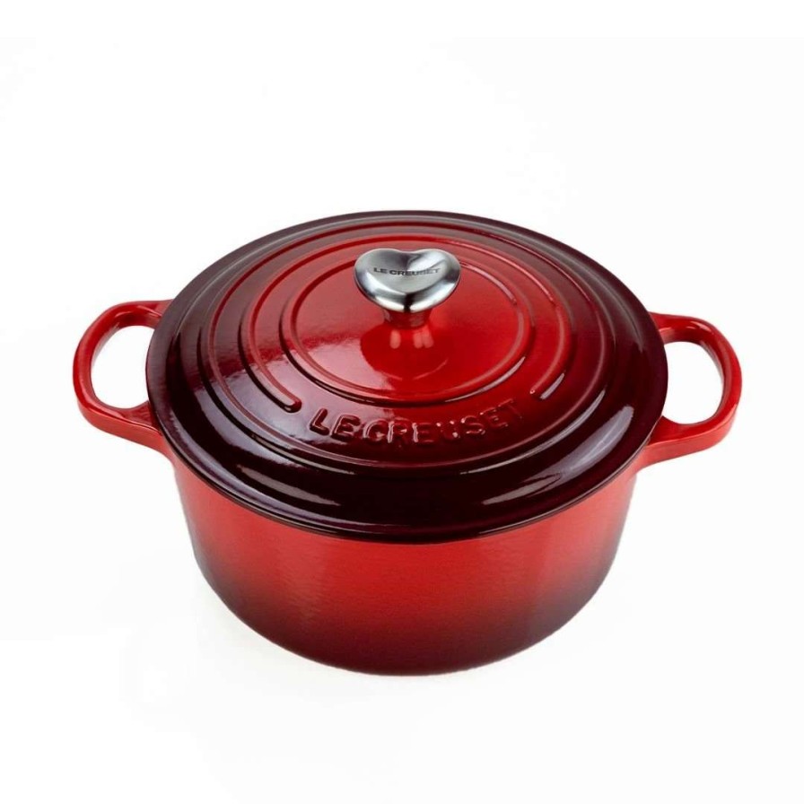 Dutch Ovens & Braisers * | Le Creuset 3.5 Qt. Round Signature Dutch Oven With Stainless Steel Heart Knob | Cerise/Cherry Red