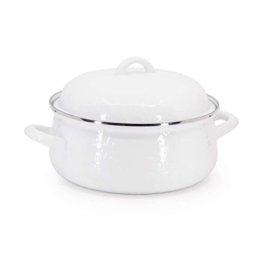 Dutch Ovens & Braisers * | Golden Rabbit Enamelware 4 Qt. Dutch Oven | White