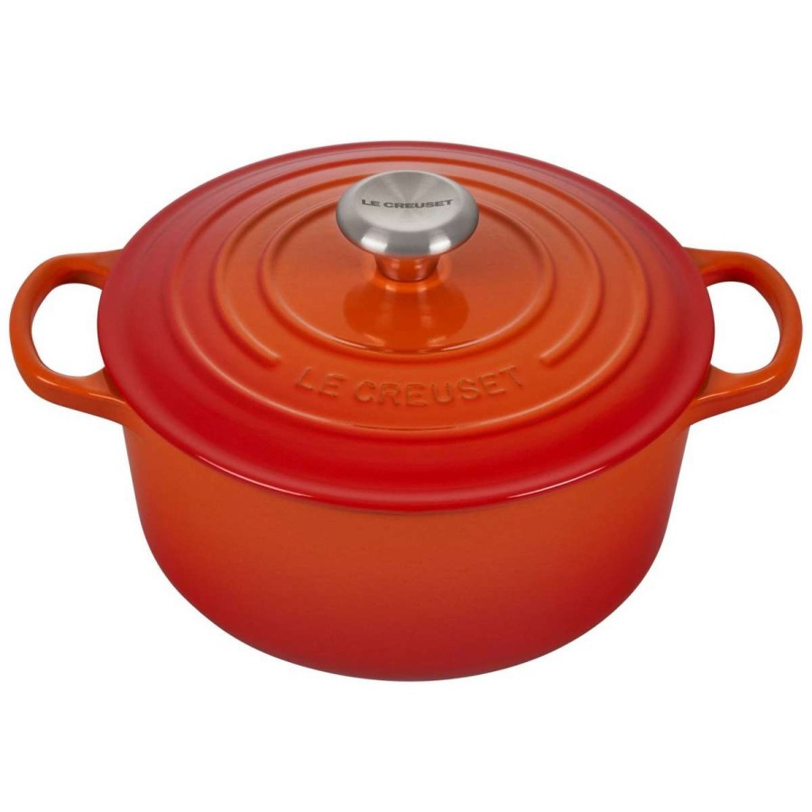 Dutch Ovens & Braisers * | Le Creuset 4.5 Qt. Round Signature Dutch Oven With Stainless Steel Knob | Flame Orange