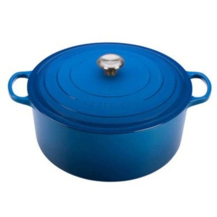 Dutch Ovens & Braisers * | Le Creuset 13.25 Qt. Round Signature Cast Iron Dutch Oven With Stainless Steel Knob | Marseille Blue