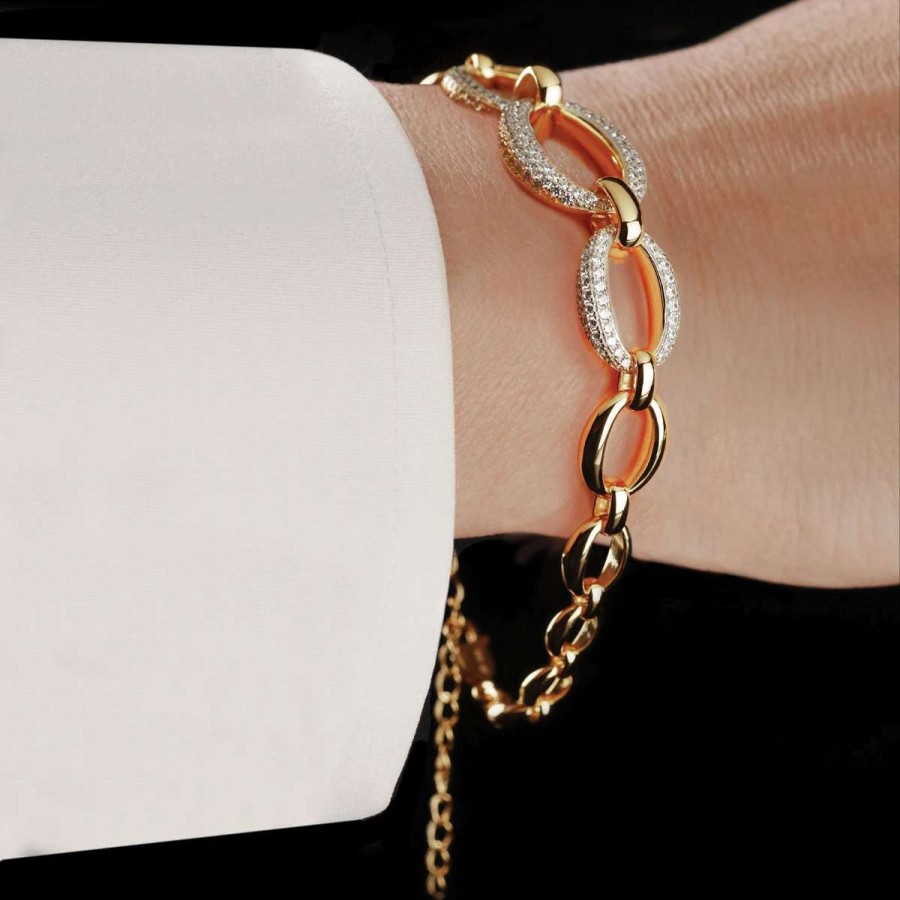 Barware * | Cashs Crystal Cashs Ireland Gold Cocktail Statement Bracelet