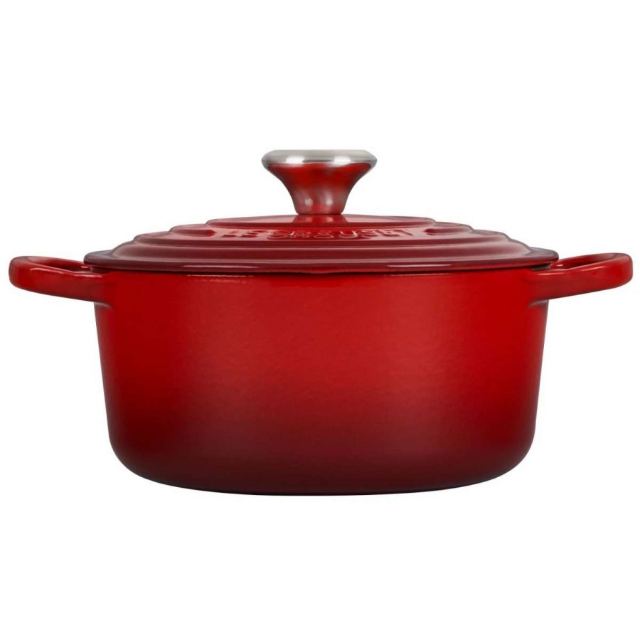 Dutch Ovens & Braisers * | Le Creuset 2 Qt. Round Signature Cast Iron Dutch Oven With Stainless Steel Knob | Cerise/Cherry Red