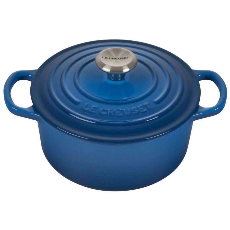 Dutch Ovens & Braisers * | Le Creuset 2 Qt. Round Signature Cast Iron Dutch Oven With Stainless Steel Knob | Marseille Blue