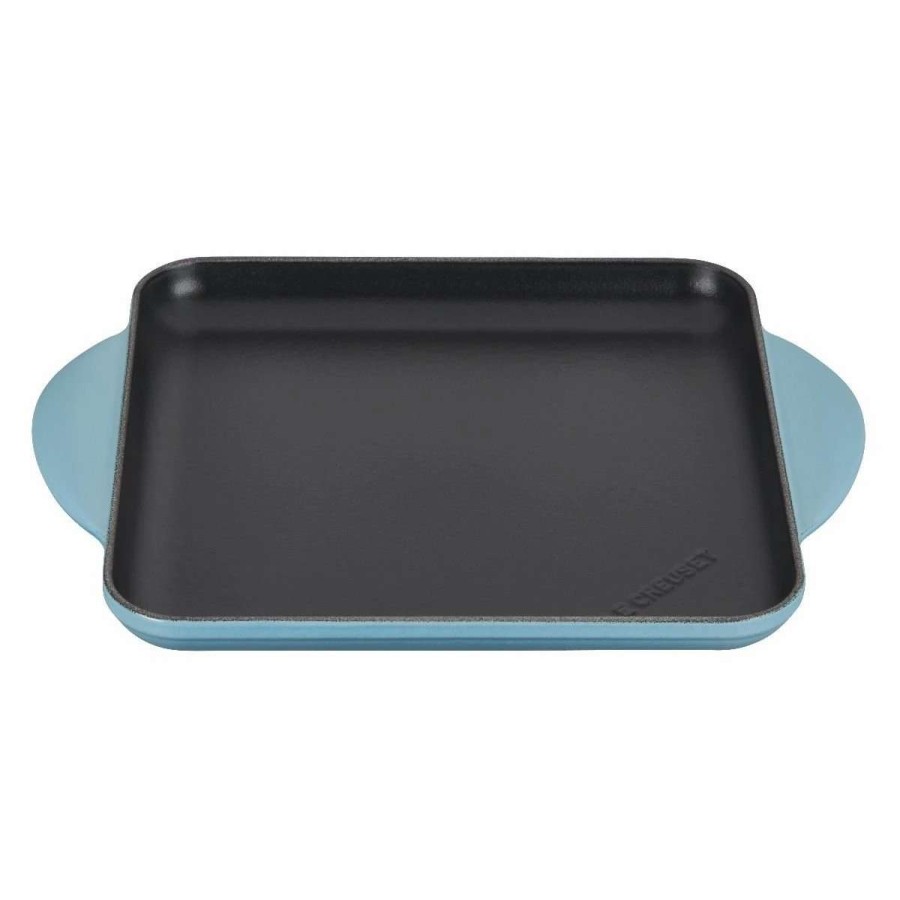 Grill Pans & Griddles * | Le Creuset 9.5 Square Signature Enameled Cast Iron Griddle Pan | Caribbean Blue