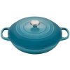 Dutch Ovens & Braisers * | Le Creuset 3.5 Qt. Signature Enameled Cast Iron Braiser With Stainless Steel Knob | Caribbean Blue