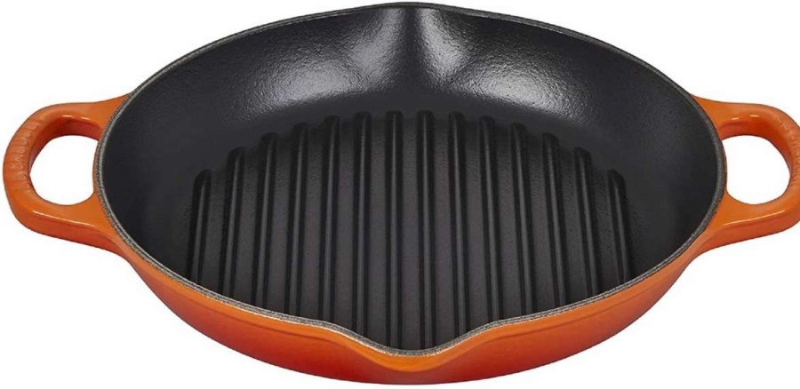 Grill Pans & Griddles * | Le Creuset 9.75 Deep Round Signature Grill Pan | Flame Orange