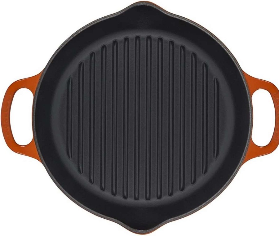 Grill Pans & Griddles * | Le Creuset 9.75 Deep Round Signature Grill Pan | Flame Orange