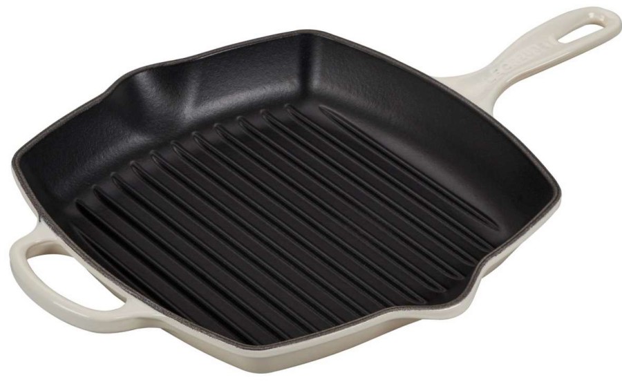 Grill Pans & Griddles * | Le Creuset 10.25 Square Signature Cast Iron Grill Skillet | Meringue White