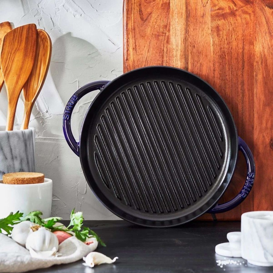 Grill Pans & Griddles * | Staub 10 Cast Iron Pure Grill Pan | Dark Blue