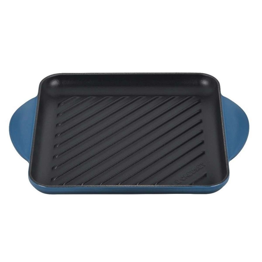 Grill Pans & Griddles * | Le Creuset 9.5 Square Signature Enameled Cast Iron Grill Pan | Deep Teal