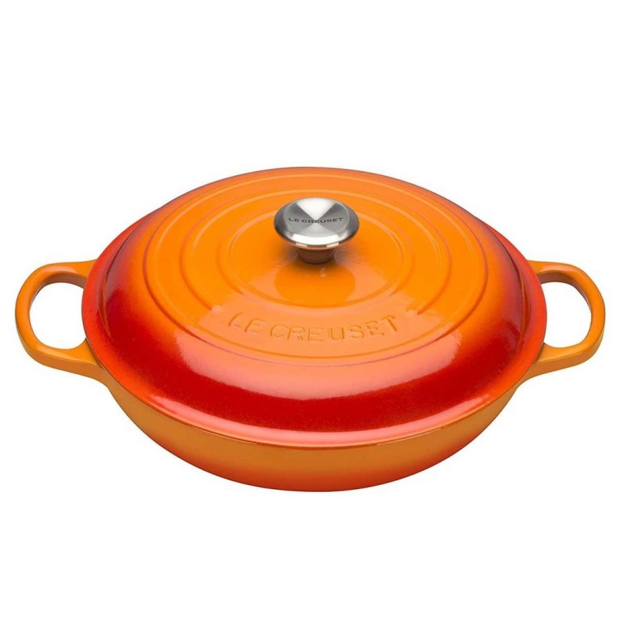 Dutch Ovens & Braisers * | Le Creuset 2.25 Qt. Signature Enameled Cast Iron Braiser With Stainless Steel Knob | Flame Orange