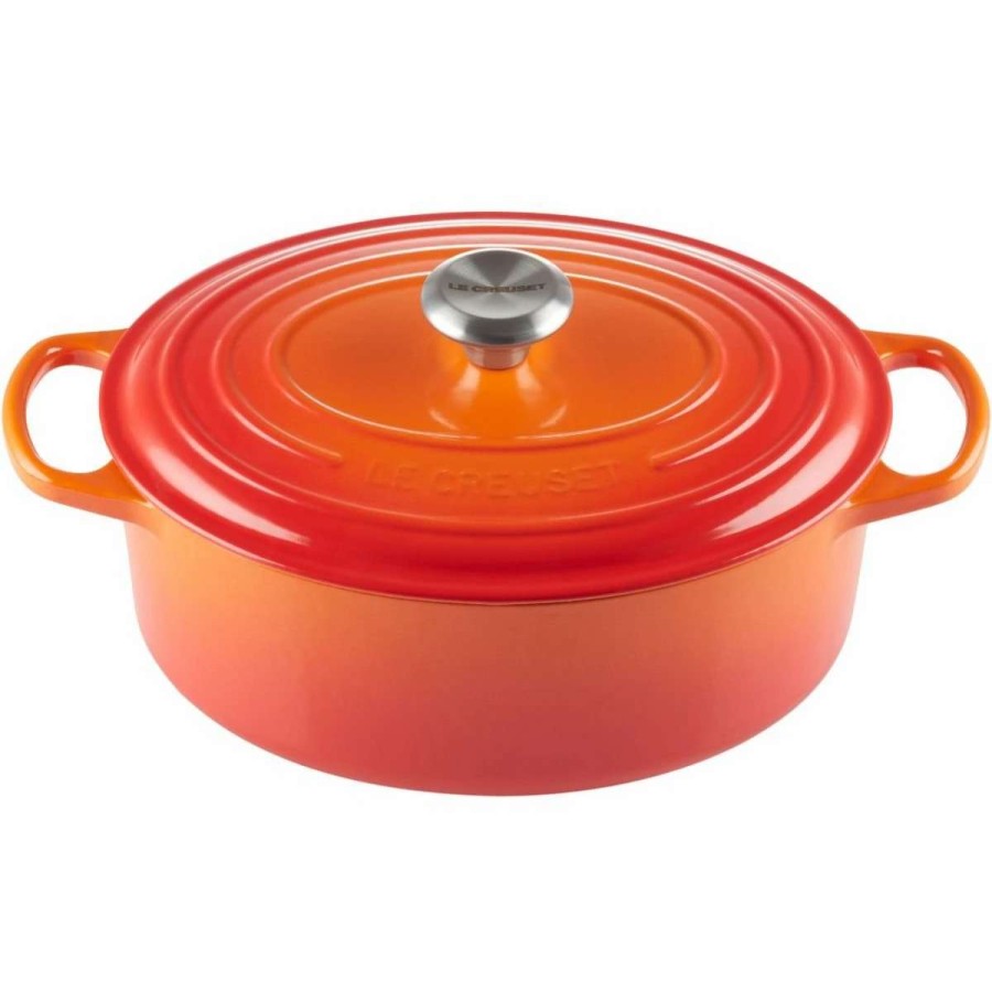 Dutch Ovens & Braisers * | Le Creuset 5 Qt. Oval Signature Dutch Oven With Stainless Steel Knob | Flame Orange