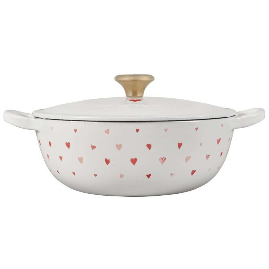 Dutch Ovens & Braisers * | Le Creuset L'Amour 2.75 Qt. Enameled Cast Iron Soup Pot With Gold Knob & Heart Applique | White