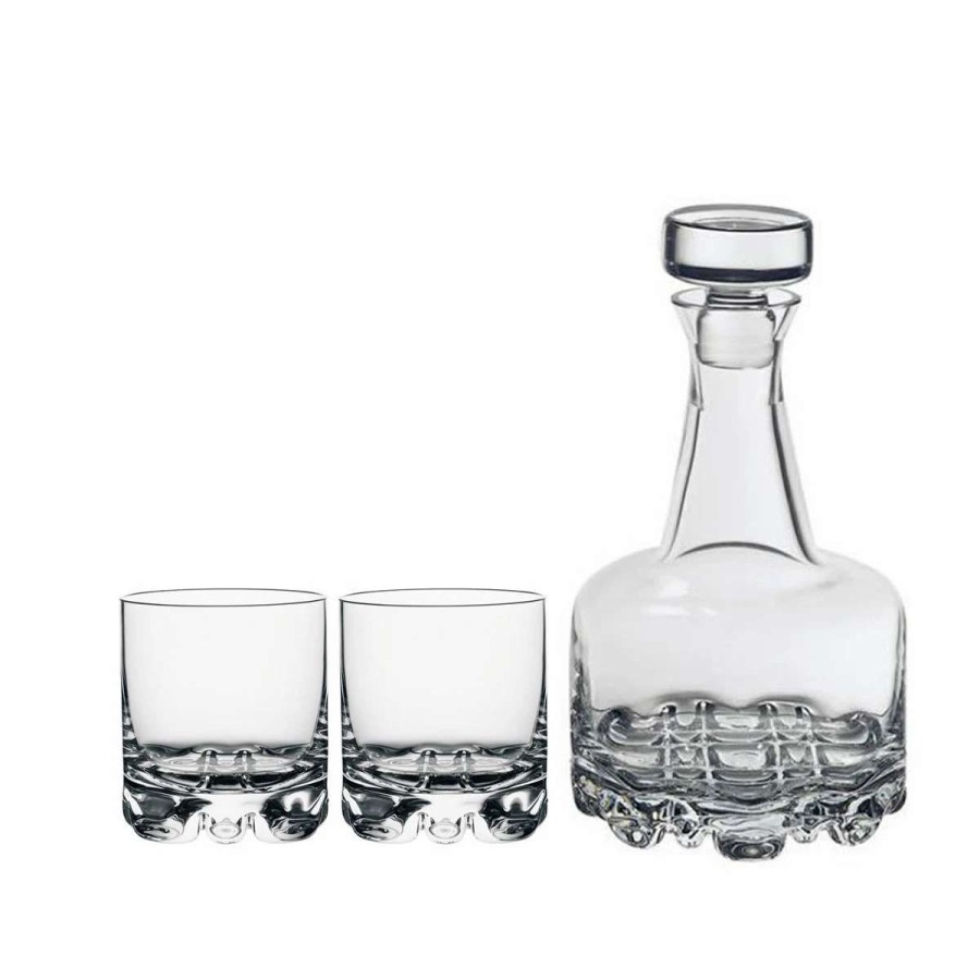 Barware * | Orrefors Kosta Boda Orrefors Crystal, Erik Crystal Decanter And 2 Crystal Dof Tumbler Barware Set