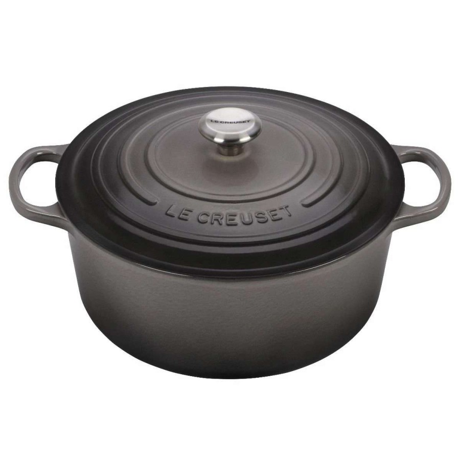 Dutch Ovens & Braisers * | Le Creuset 9 Qt. Round Signature Dutch Oven With Stainless Steel Knob | Oyster Grey