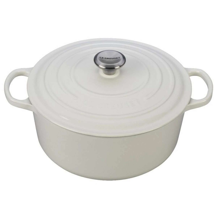 Dutch Ovens & Braisers * | Le Creuset 7.25 Qt. Round Signature Dutch Oven With Stainless Steel Knob | White