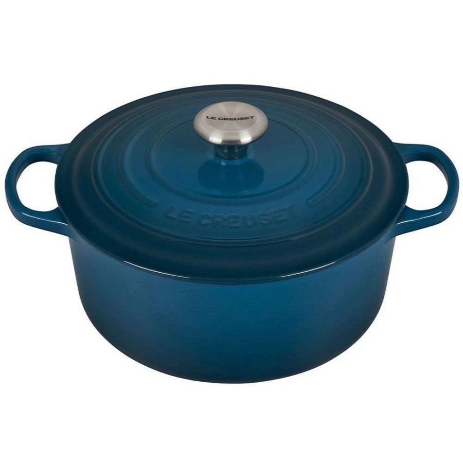 Dutch Ovens & Braisers * | Le Creuset 5.5 Qt. Round Signature Cast Iron Dutch Oven With Stainless Steel Knob | Deep Teal