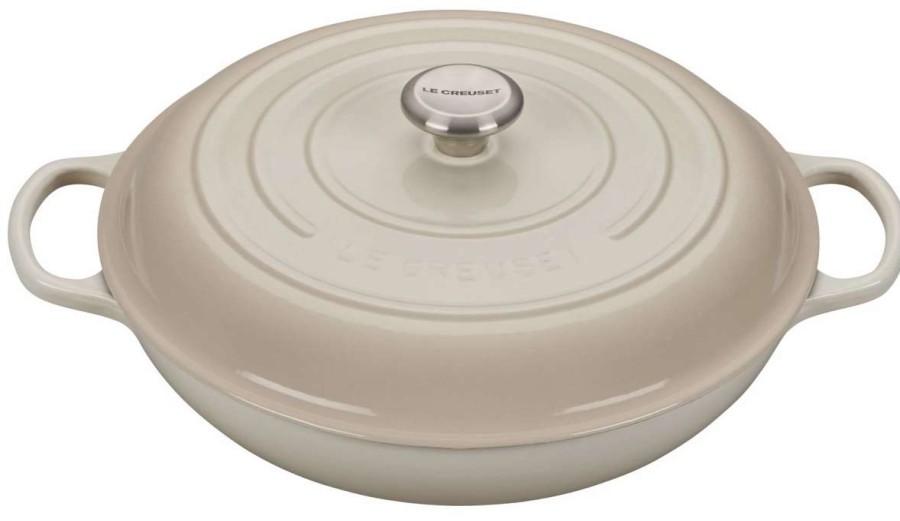 Dutch Ovens & Braisers * | Le Creuset 5 Qt. Signature Enameled Cast Iron Braiser With Stainless Steel Knob | Meringue White