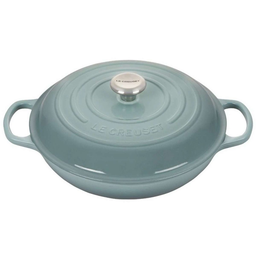 Dutch Ovens & Braisers * | Le Creuset 3.5 Qt. Signature Enameled Cast Iron Braiser With Stainless Steel Knob | Sea Salt