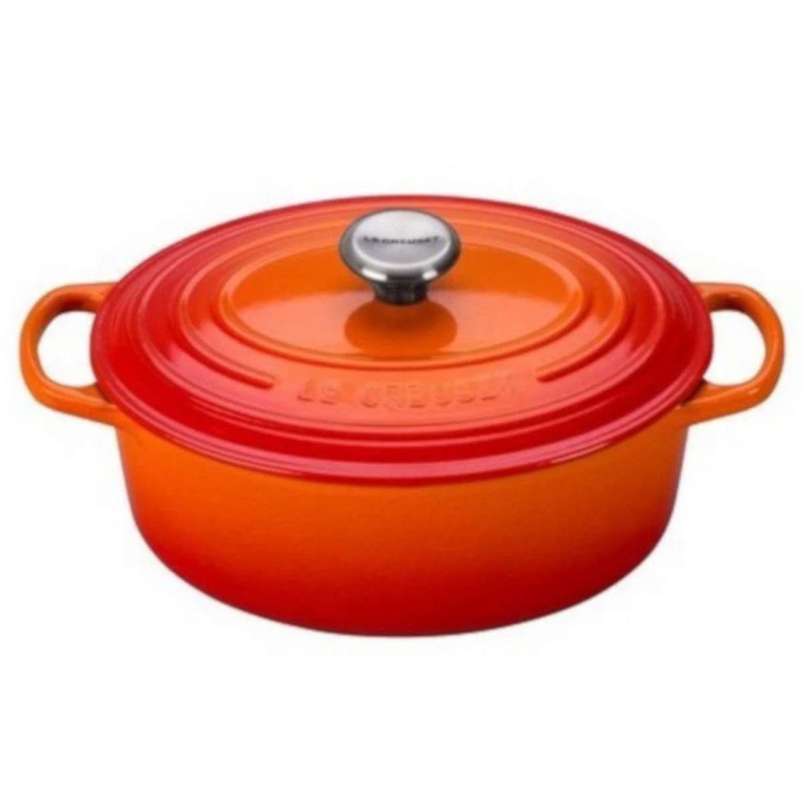 Dutch Ovens & Braisers * | Le Creuset 2.75 Qt. Oval Signature Dutch Oven With Stainless Steel Knob | Flame Orange