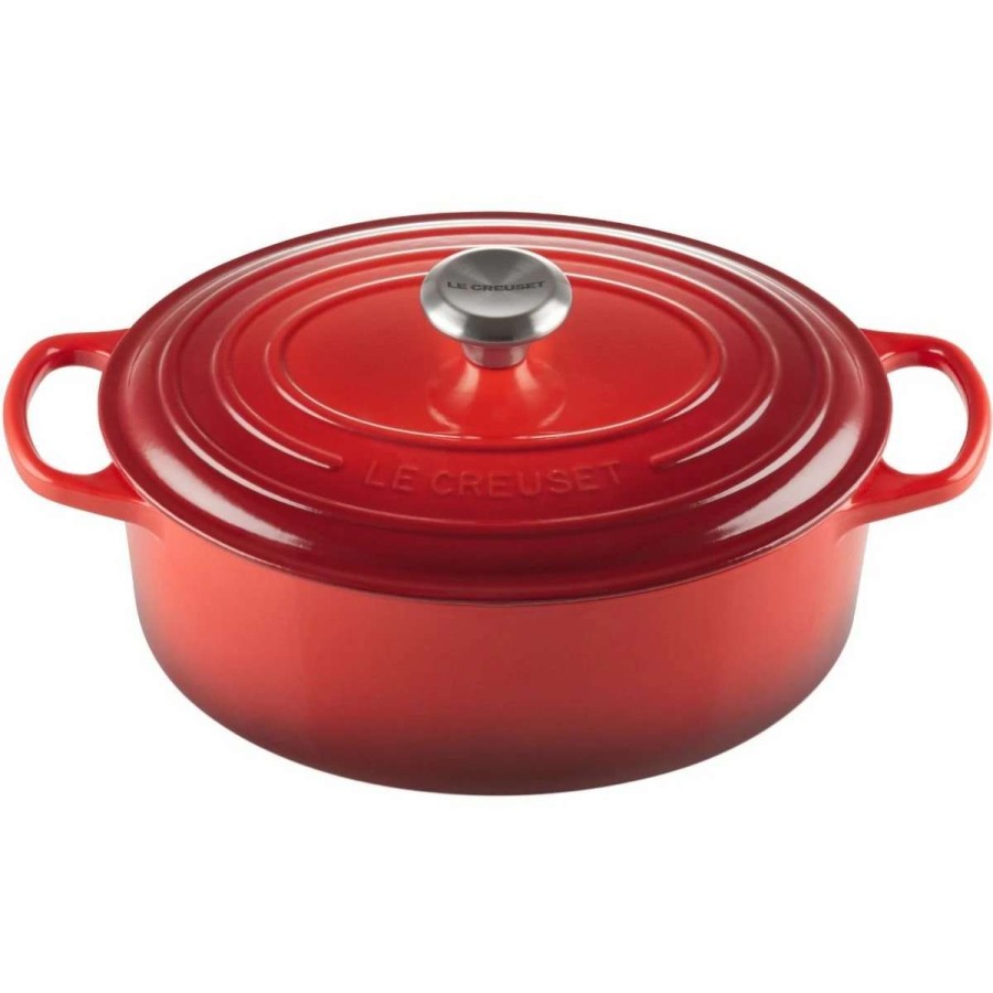 Dutch Ovens & Braisers * | Le Creuset 5 Qt. Oval Signature Dutch Oven With Stainless Steel Knob | Cerise/Cherry Red