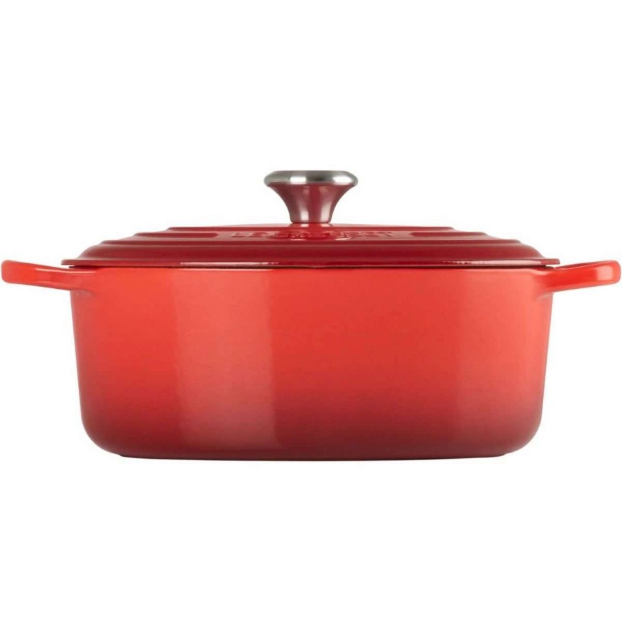 Dutch Ovens & Braisers * | Le Creuset 5 Qt. Oval Signature Dutch Oven With Stainless Steel Knob | Cerise/Cherry Red