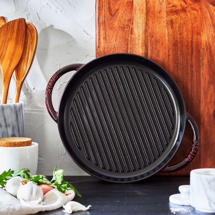 Grill Pans & Griddles * | Staub 10 Cast Iron Pure Grill Pan | Grenadine