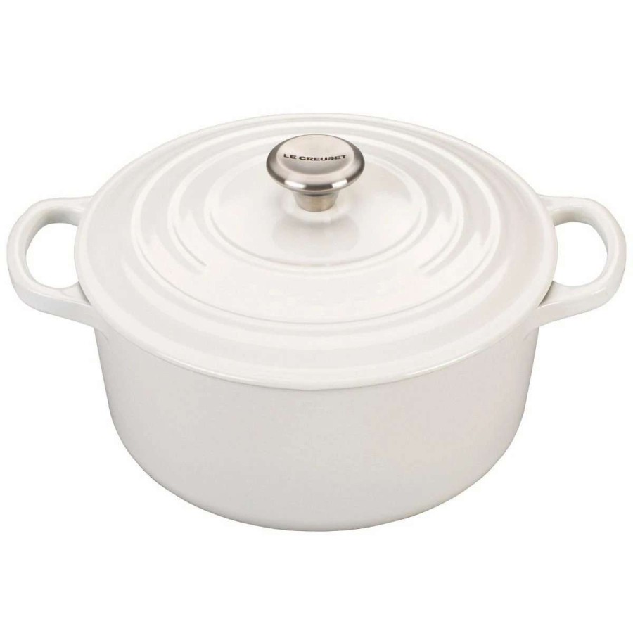 Dutch Ovens & Braisers * | Le Creuset 3.5 Qt. Round Signature Dutch Oven With Stainless Steel Knob | White