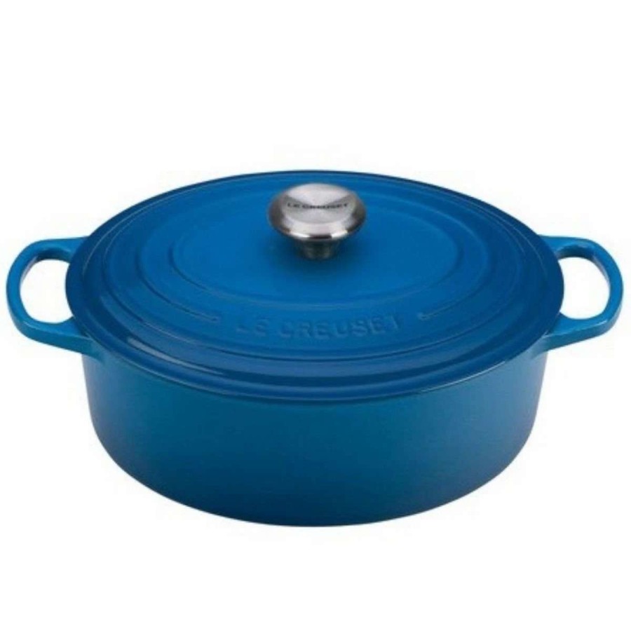 Dutch Ovens & Braisers * | Le Creuset 5 Qt. Oval Signature Dutch Oven With Stainless Steel Knob | Marseille Blue