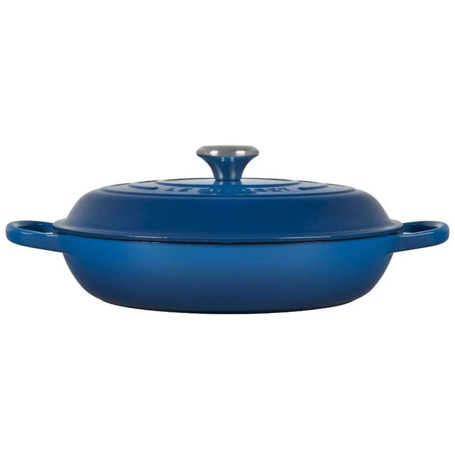 Dutch Ovens & Braisers * | Le Creuset 3.5 Qt. Signature Enameled Cast Iron Braiser With Stainless Steel Knob | Marseille Blue