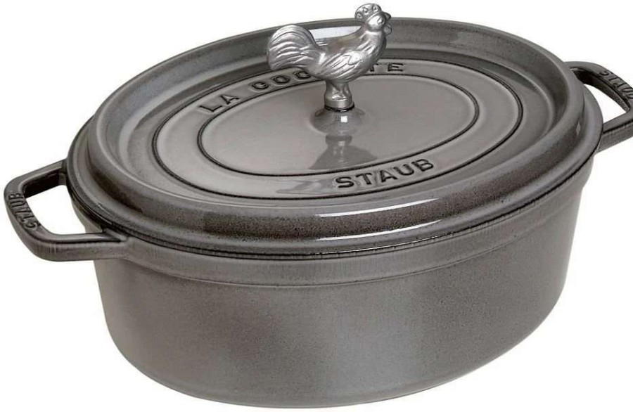 Dutch Ovens & Braisers * | Staub 5.75 Qt. Oval Coq Au Vin Cocotte/Dutch Oven | Graphite Grey