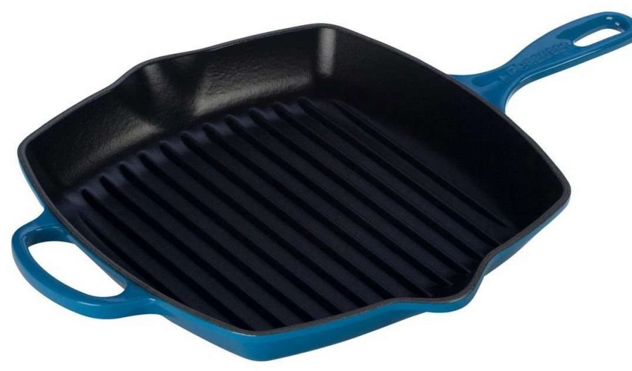 Grill Pans & Griddles * | Le Creuset 10.25 Square Signature Cast Iron Grill Skillet | Marseille Blue