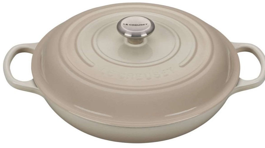 Dutch Ovens & Braisers * | Le Creuset 3.5 Qt. Signature Enameled Cast Iron Braiser With Stainless Steel Knob | Meringue White