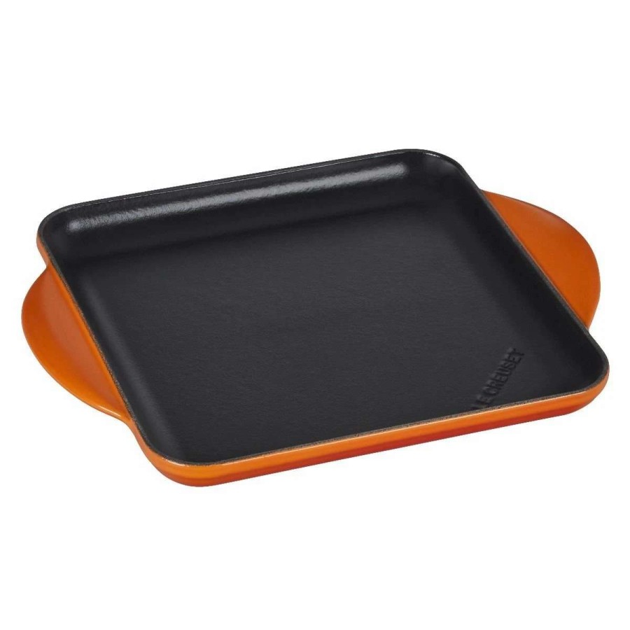 Grill Pans & Griddles * | Le Creuset 9.5 Square Signature Enameled Cast Iron Griddle Pan | Flame Orange