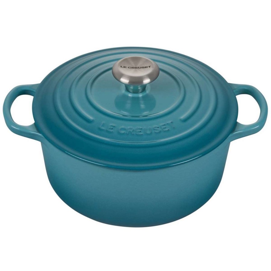 Dutch Ovens & Braisers * | Le Creuset 4.5 Qt. Round Signature Dutch Oven With Stainless Steel Knob | Caribbean Blue