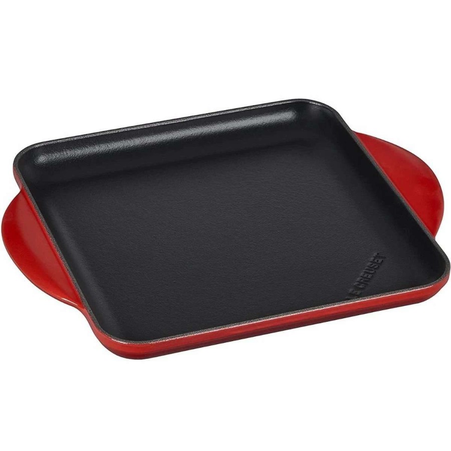 Grill Pans & Griddles * | Le Creuset 9.5 Square Signature Enameled Cast Iron Griddle Pan | Cerise/Cherry Red