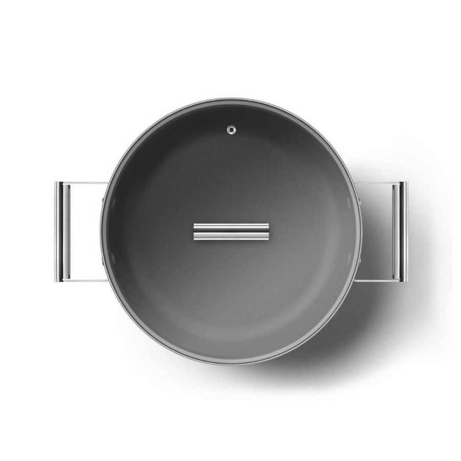 Dutch Ovens & Braisers * | Smeg 4 Qt. Nonstick Deep Pan With Lid | Black