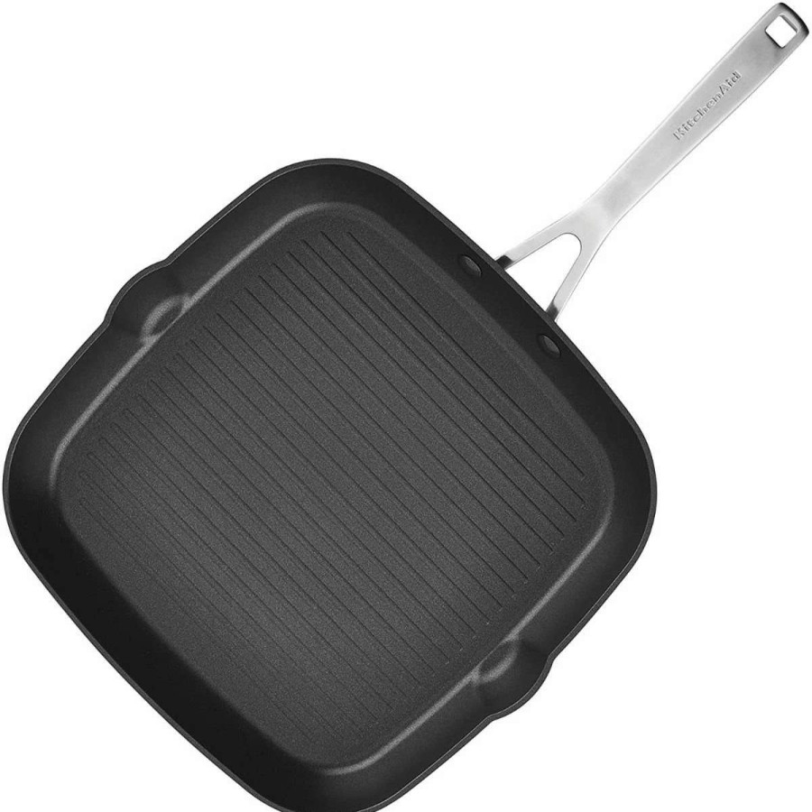 Grill Pans & Griddles * | Kitchenaid Non-Electrics Kitchenaid Nonstick Hard Anodized Induction Square Grill Pan/Griddle With Pouring Spouts | 11.25