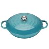 Dutch Ovens & Braisers * | Le Creuset 2.25 Qt. Signature Enameled Cast Iron Braiser With Stainless Steel Knob | Caribbean Blue