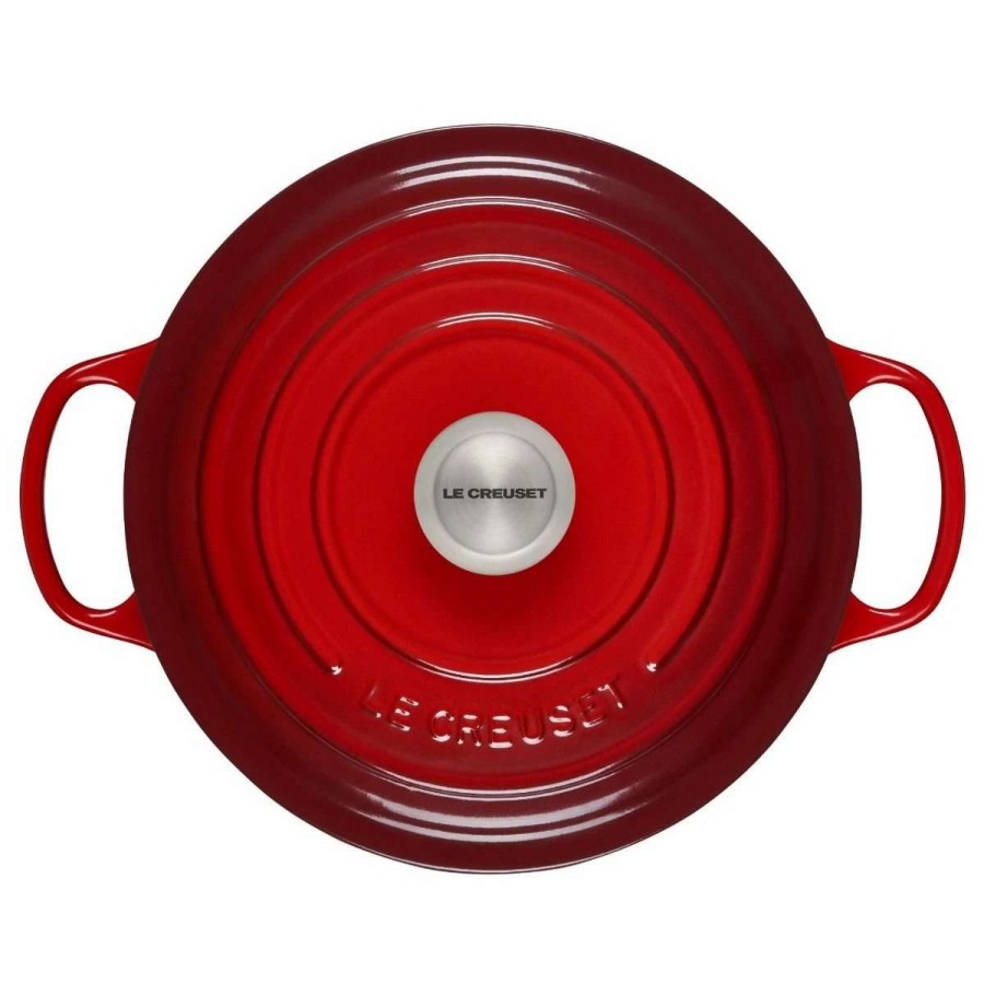 Dutch Ovens & Braisers * | Le Creuset 5.5 Qt. Round Signature Cast Iron Dutch Oven With Stainless Steel Knob | Cerise/Cherry Red