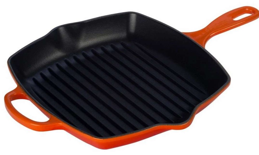 Grill Pans & Griddles * | Le Creuset 10.25 Square Signature Cast Iron Grill Skillet | Flame Orange