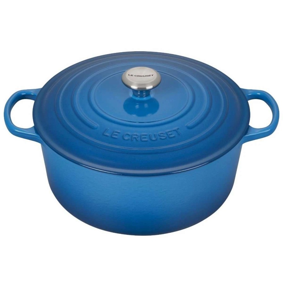 Dutch Ovens & Braisers * | Le Creuset 9 Qt. Round Signature Dutch Oven With Stainless Steel Knob | Marseille Blue