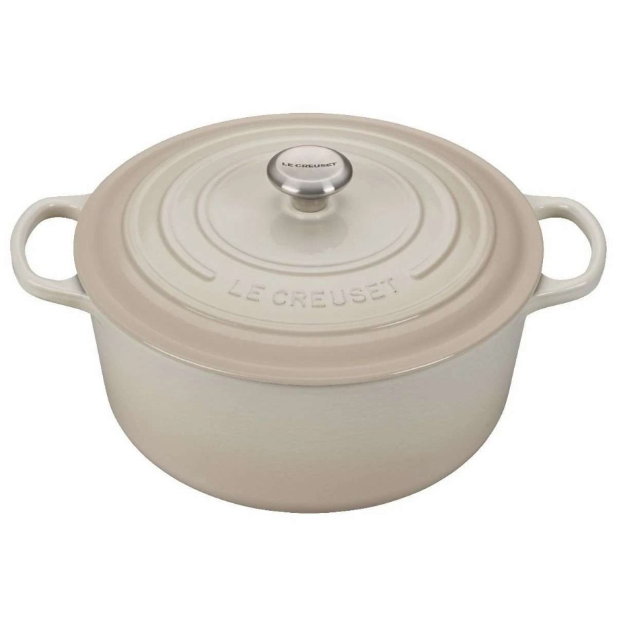 Dutch Ovens & Braisers * | Le Creuset 9 Qt. Round Signature Dutch Oven With Stainless Steel Knob | Meringue White