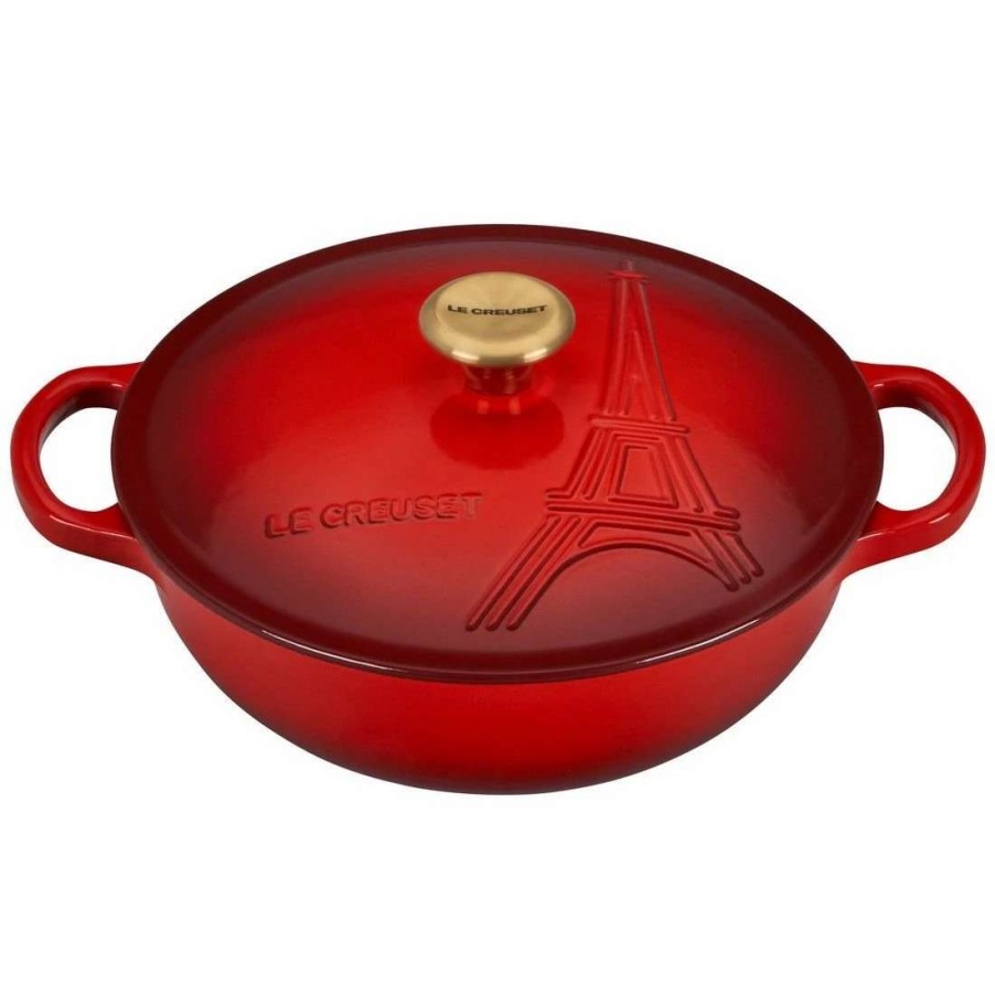 Dutch Ovens & Braisers * | Le Creuset 2.5Qt Signature Cocotte Eiffel Tower Collection | Cerise