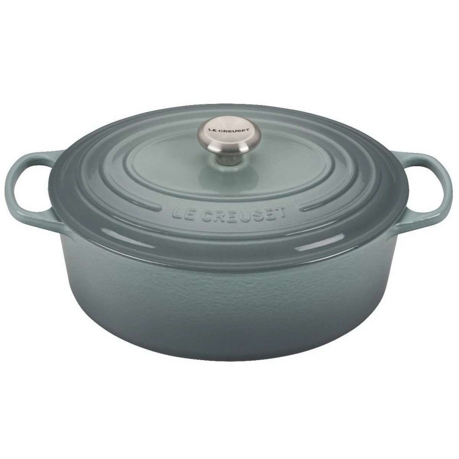 Dutch Ovens & Braisers * | Le Creuset 6.75 Qt. Oval Signature Dutch Oven With Stainless Steel Knob | Sea Salt