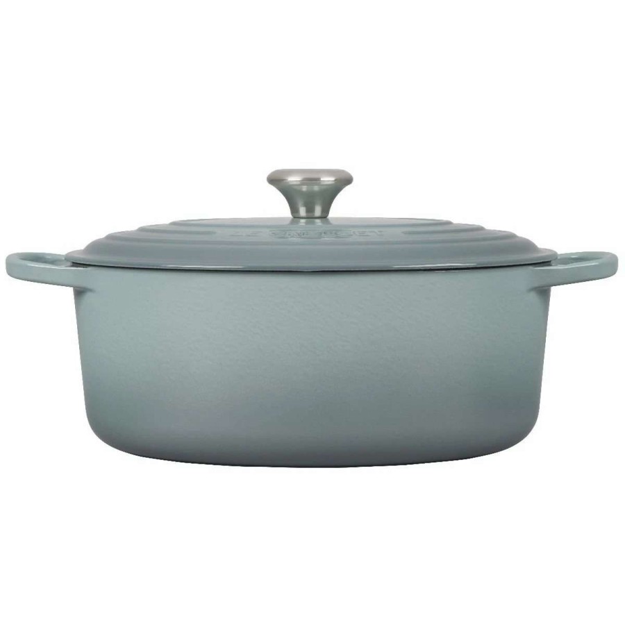 Dutch Ovens & Braisers * | Le Creuset 6.75 Qt. Oval Signature Dutch Oven With Stainless Steel Knob | Sea Salt