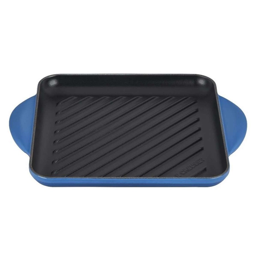 Grill Pans & Griddles * | Le Creuset 9.5 Square Signature Enameled Cast Iron Grill Pan | Marseille Blue