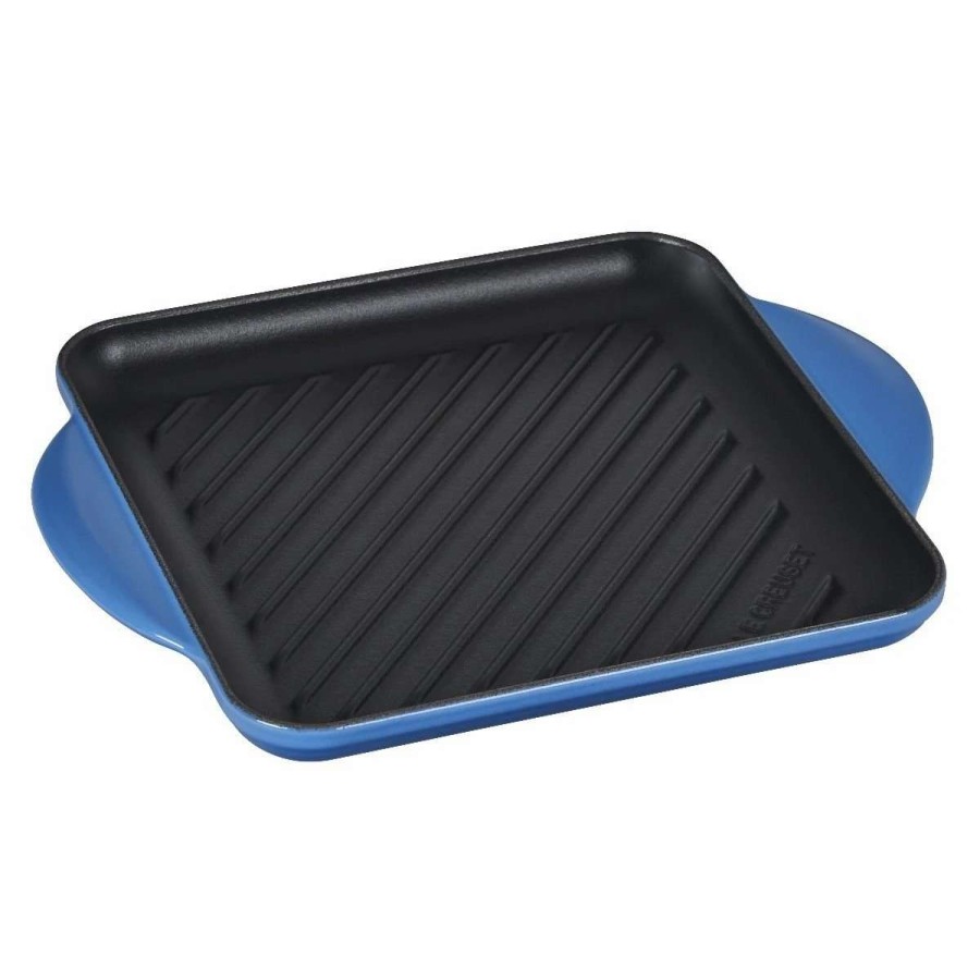 Grill Pans & Griddles * | Le Creuset 9.5 Square Signature Enameled Cast Iron Grill Pan | Marseille Blue